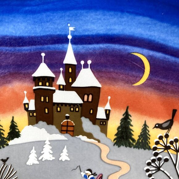 Barbara Furstenhofer Porcelain Plate Winter Night Scene Signed Art Collectible - Picture 2 of 7